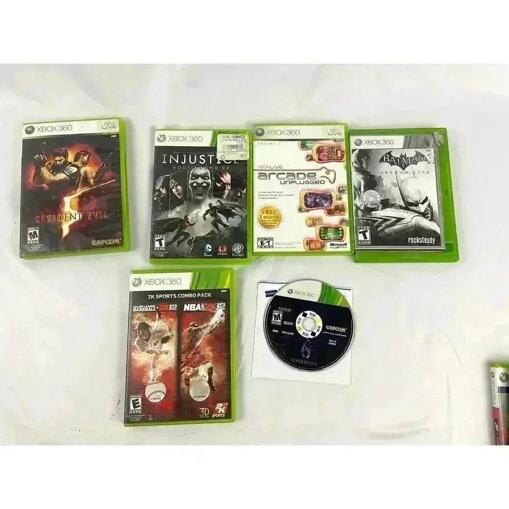Lot‎ of 6 Xbox 360 Resident Evil Arcade Batman Sports Working Bundle